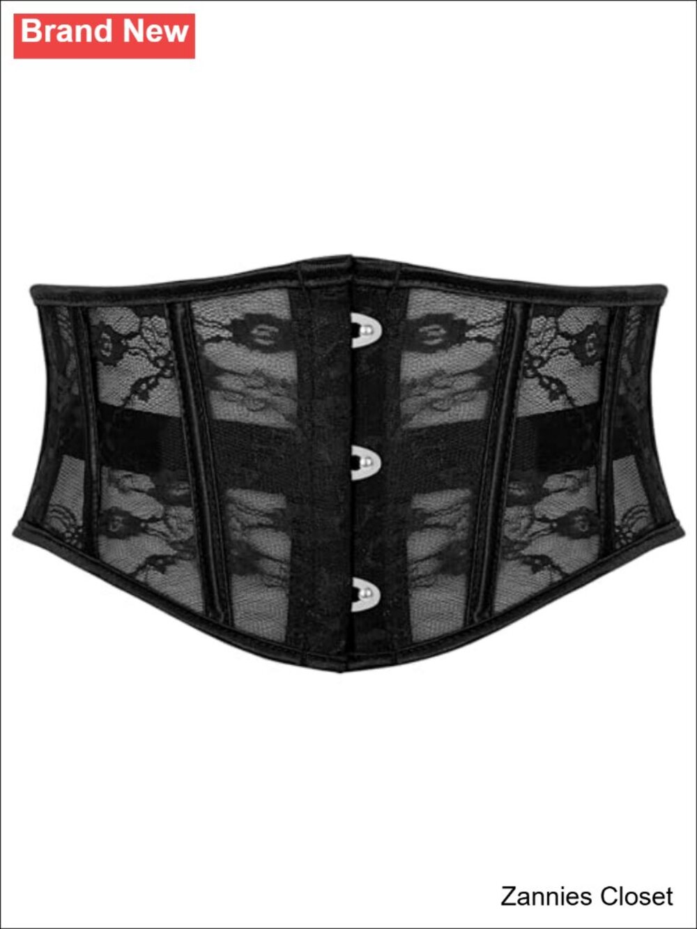 ✨ SUOSDEY Sheer Lace Corset Belt Women Underbust Boned Lace Up Mesh Bustier